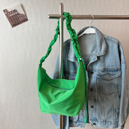 Large Capacity Messenger Bag Pleated Shoulder Strap Handbags Ruched Simple 1PCS