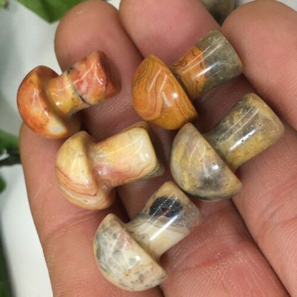 10pc Natural Crazy agate Quartz hand Carved mushroom crystal Reiki healing