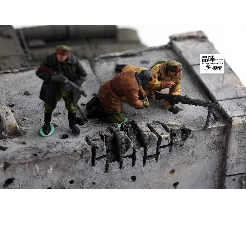 Homemade 1/72 Winter Soviet Machine Gun Team 3-Persons Finished Model Ornament