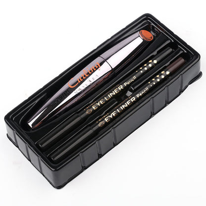 MENOW Brand Thick Mascara Set With 2 Pencils Black / Brown Natural Curly Lasting