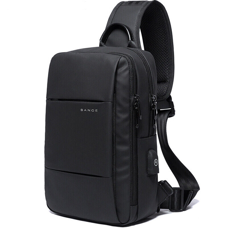 Fashion Men's Sling Backpack Oxford cloth Waterproof Crossbody Bag With USB Port