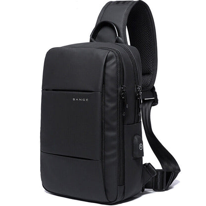 Fashion Men's Sling Backpack Oxford cloth Waterproof Crossbody Bag With USB Port