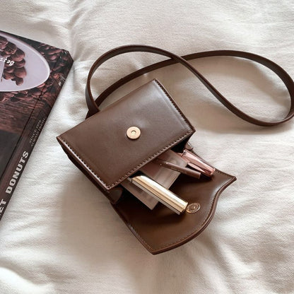 Synthetic Leather Crossbody Lipstick Bag Short Handle Shoulder Handbag Purse 1PC