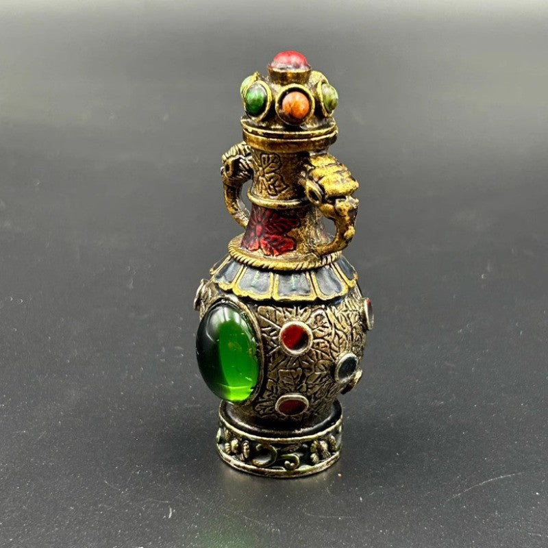 Archaizing Copper Snuff Bottle Tibetan Style Handicraft Home Decoration Ornament