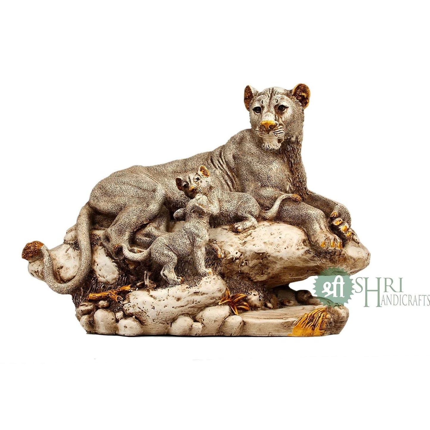 Polyresin Lioness Lion Statue with Family Idol Figurines Gifts for Home Decor