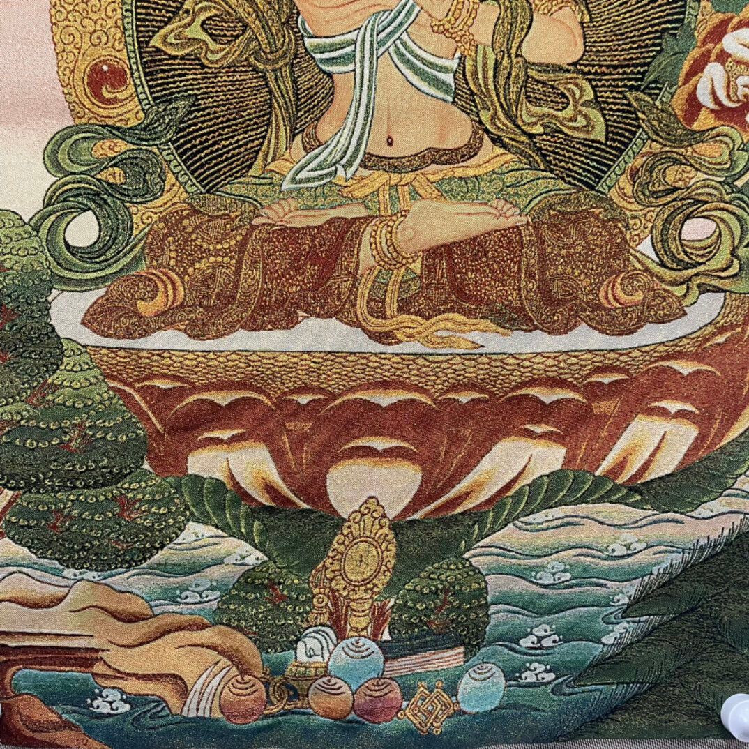 Ancient Tangka Embroidery Guanyin Bodhisattva in Tibet, China 60*90CM（文殊菩萨）