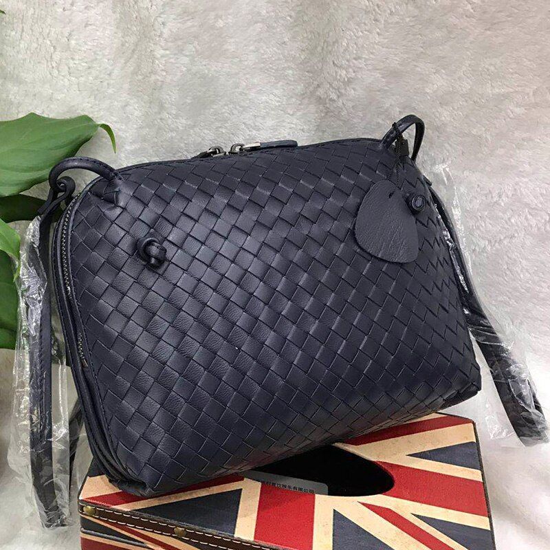 Handbag Handmade Double Zipper Shoulder Bag Genuine Leather Crossbody Purse 1 PC