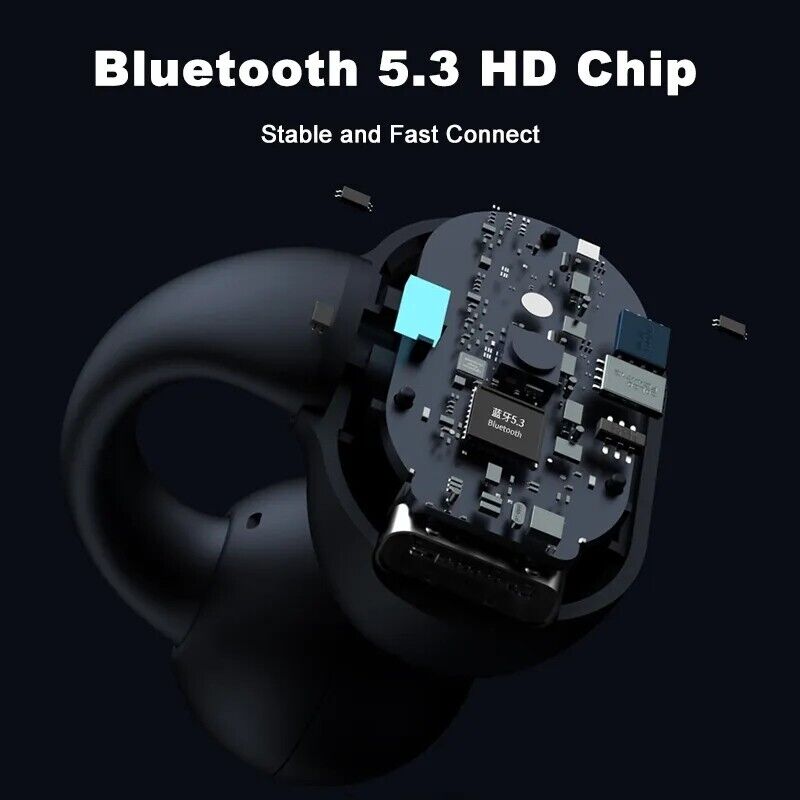 Ear Clip Wireless Bone Conduction Headphones Bluetooth 5.3 Earbuds Single 2023