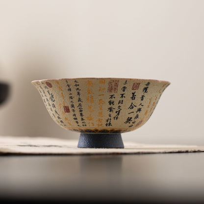 Lanting Xu Ceramic Master Cup Retro Blue and White Red Flint Tea Tasting Cup