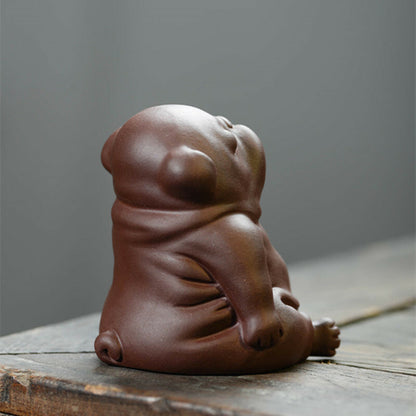 Chinese Yixing Zisha Pottery Lovable Animal Shar Pei Tea Pet Statues