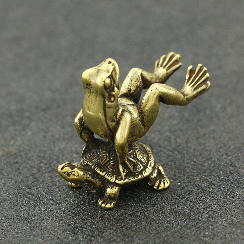 Antique Bronze Tortoise Frog Ornaments Tea Pet Incense Sticks Chinese Accessorie