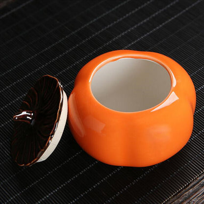 3.5inch Ceramics Persimmon Tea Jar Tea Bag Storage Box Sealed Porcelain Caddy