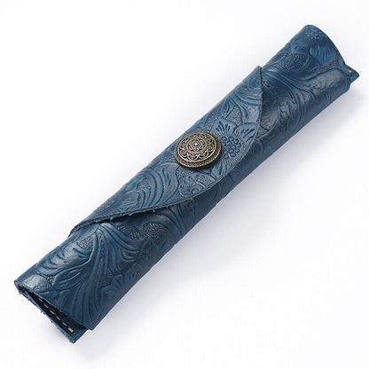 New Snap Leather Pencil Case Retro Pen Bag Student Stationery Storage Bag Box