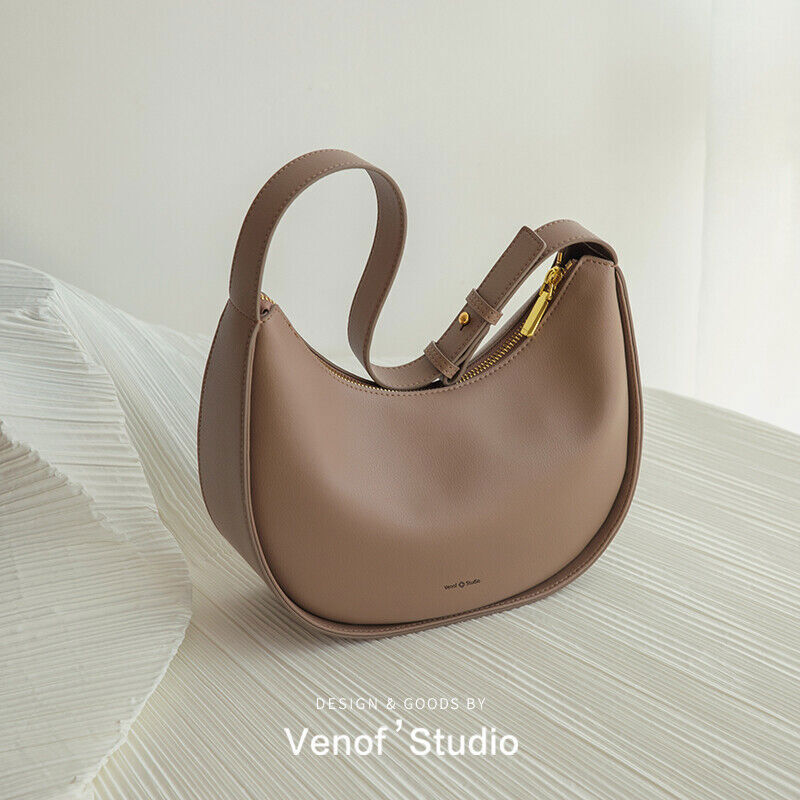 Women's Leather Shoulder Crossbody Bag Message Half Moon Tote Bags Handbags
