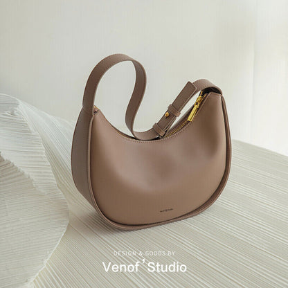 Women's Leather Shoulder Crossbody Bag Message Half Moon Tote Bags Handbags