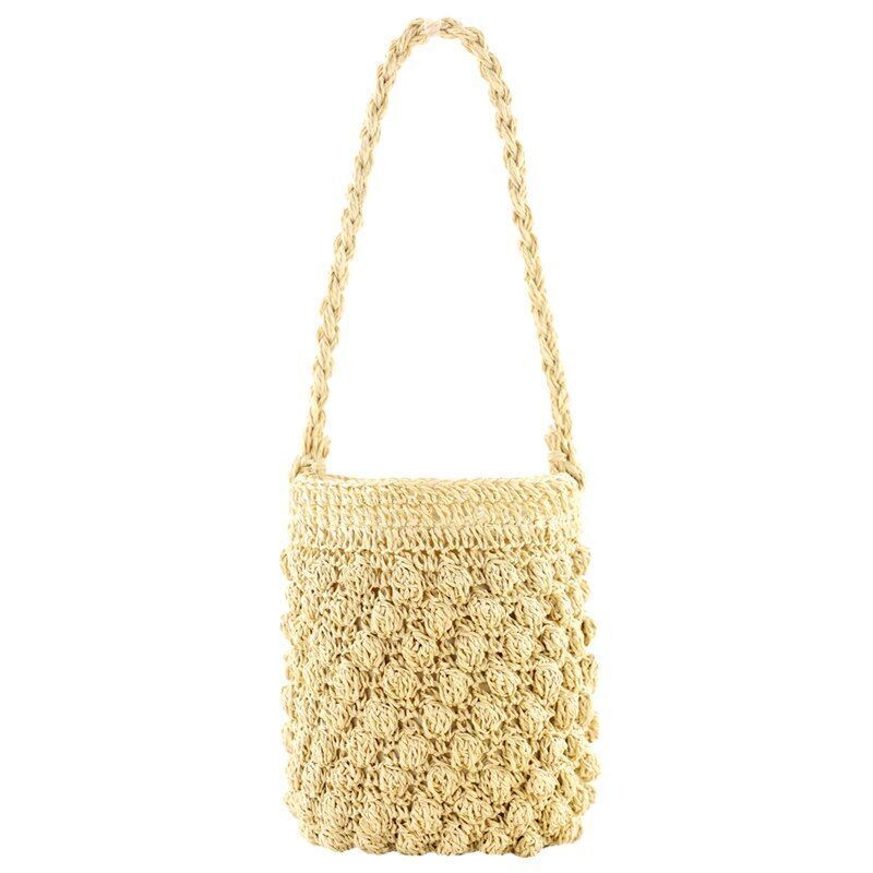 Straw Bag Vacation Beach Purse Small Bucket Portable Fashion Woven Bags 15*22 CM