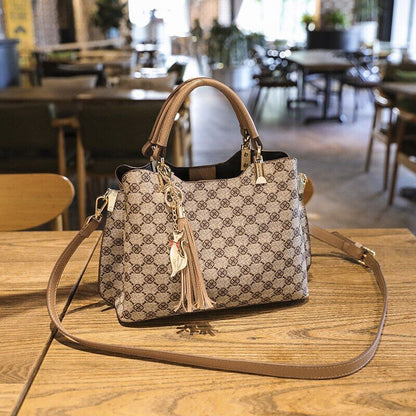 Shoulder Bag Women Crossbody Leather Ladies Shopper Plaid Big Handbags