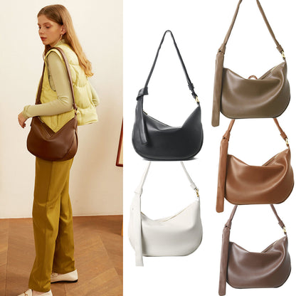Draped Leather Shoulder Bag Crossbody Tote Hobo Purse Knotted Saddle Handbag