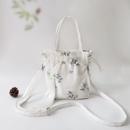 Chinese Bamboo Embroidery Purse Wallet Ancient Drawstring Bag Hanfu Handbag
