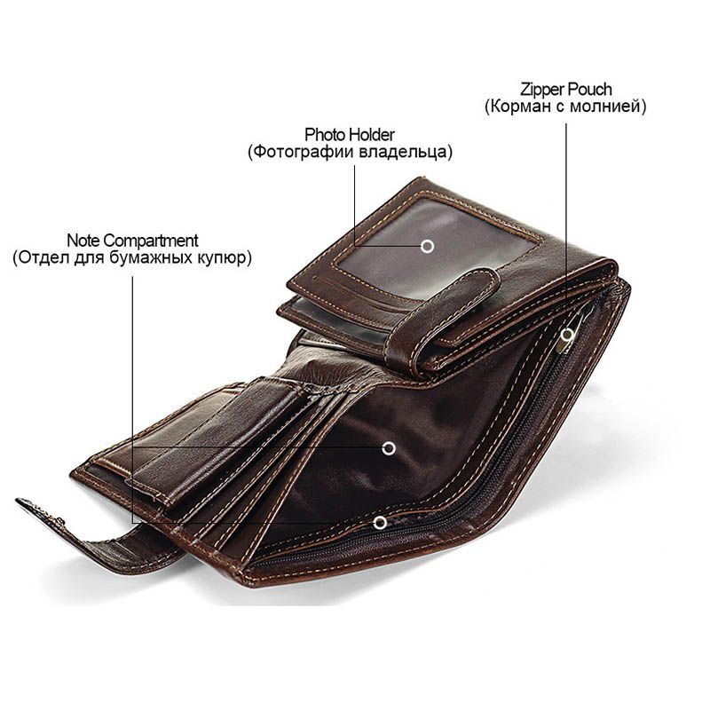 Wallet Retro Style Genuine Leather Wallet Purse Credit Card Holder Bag 10*13.5CM