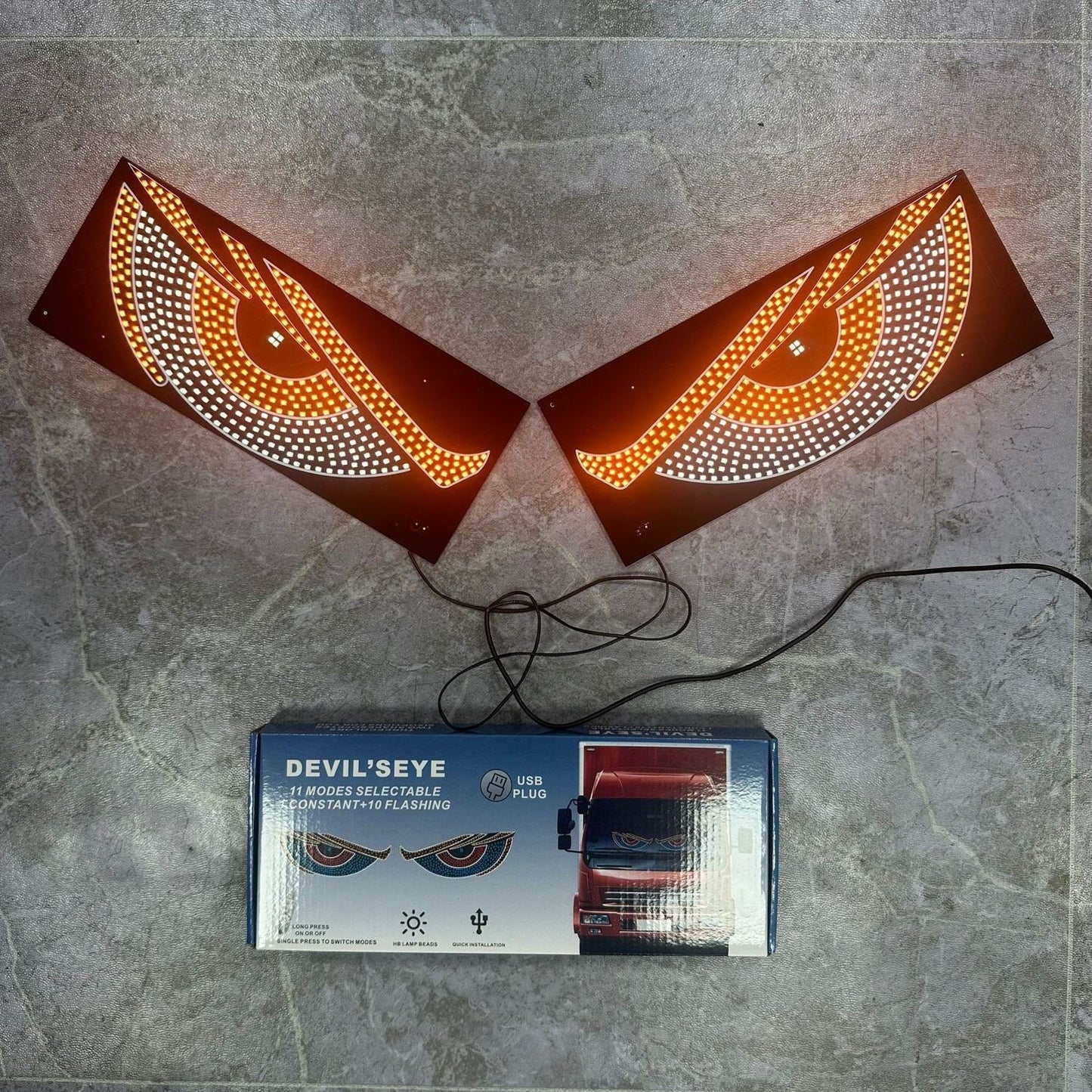 Car usb dynamic devil's eye light sticker car led display decorative light