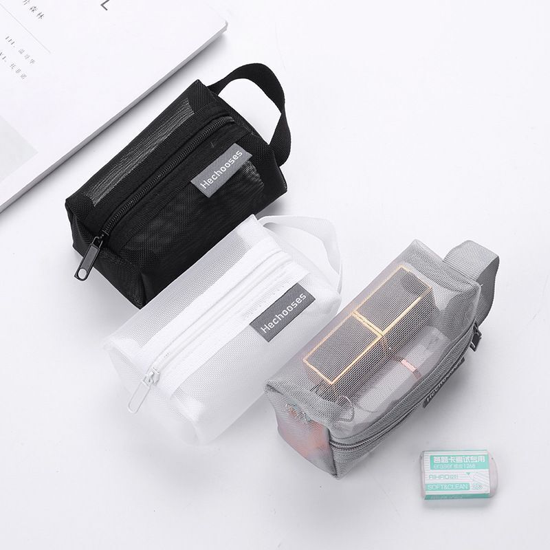 Nylon Small Square Mesh Makeup Case Three-dimensional Coin Purse Holder Bags 1PC