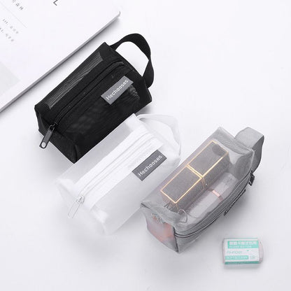Nylon Small Square Mesh Makeup Case Three-dimensional Coin Purse Holder Bags 1PC