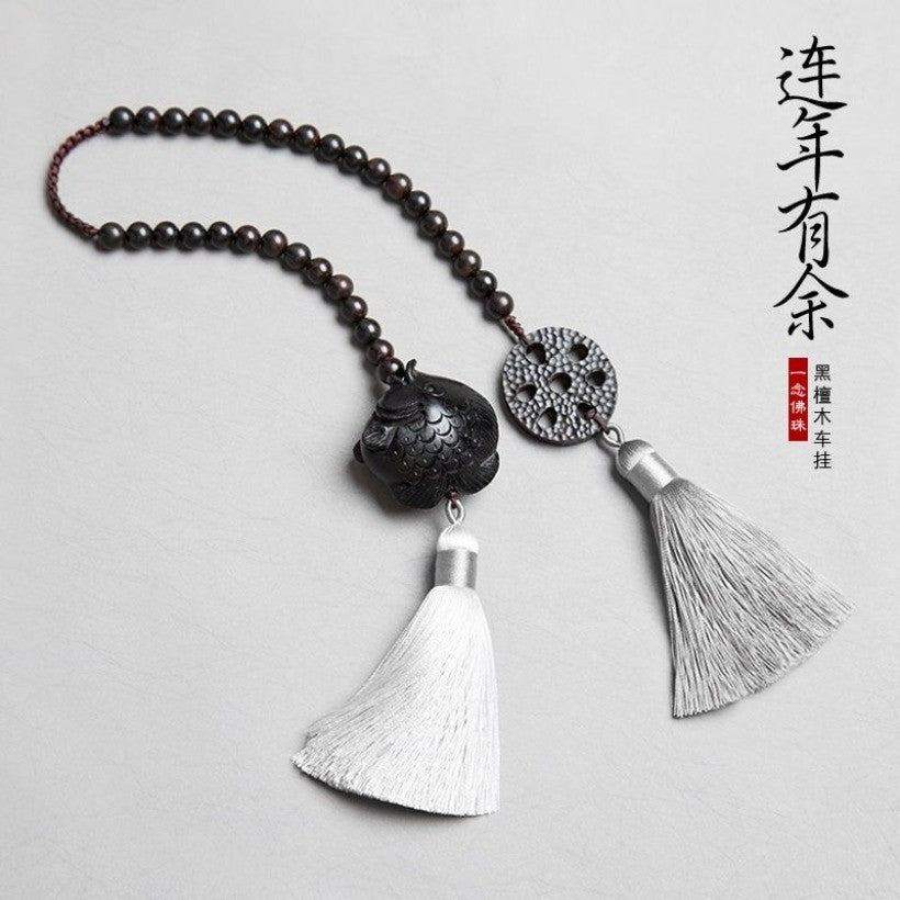 Ebony Fish Car Pendant "Year after Year Surplus" Luxury Rearview Mirror Charm