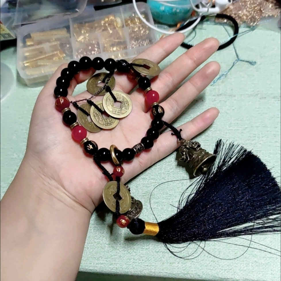 New Chinese Style Shangui Coin Handheld Rope Ethnic Bell Tassel Amulet