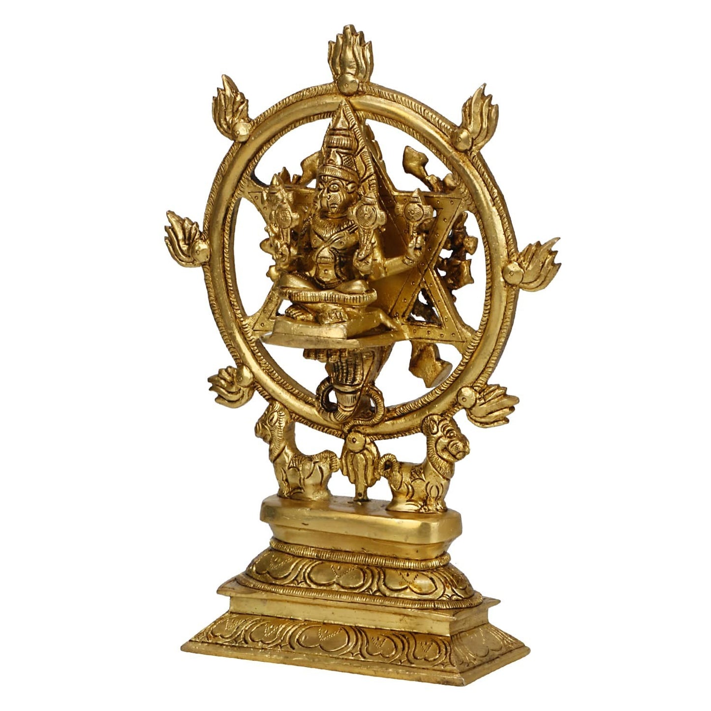Hindu God Brass Lord Vishnu As Sudarshan & Narsimha Other Side Idol Figurines