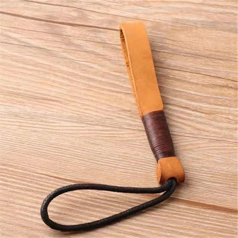 Keychains Genuine Cowhide Leather Lanyard Weave Car Keyring Cover Accessory 10cm