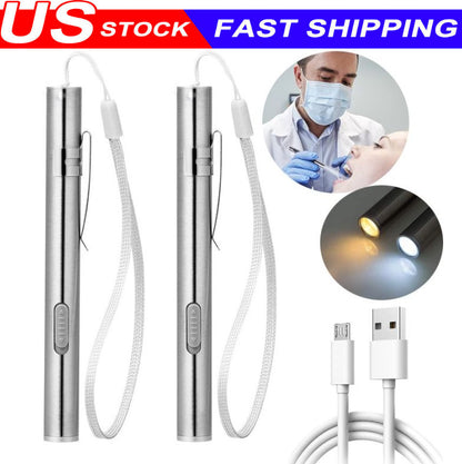 10PCS LED USB RECHARGEABLE MINI FLASHLIGHT Stainless Steel Pen Light 1000 Lumens