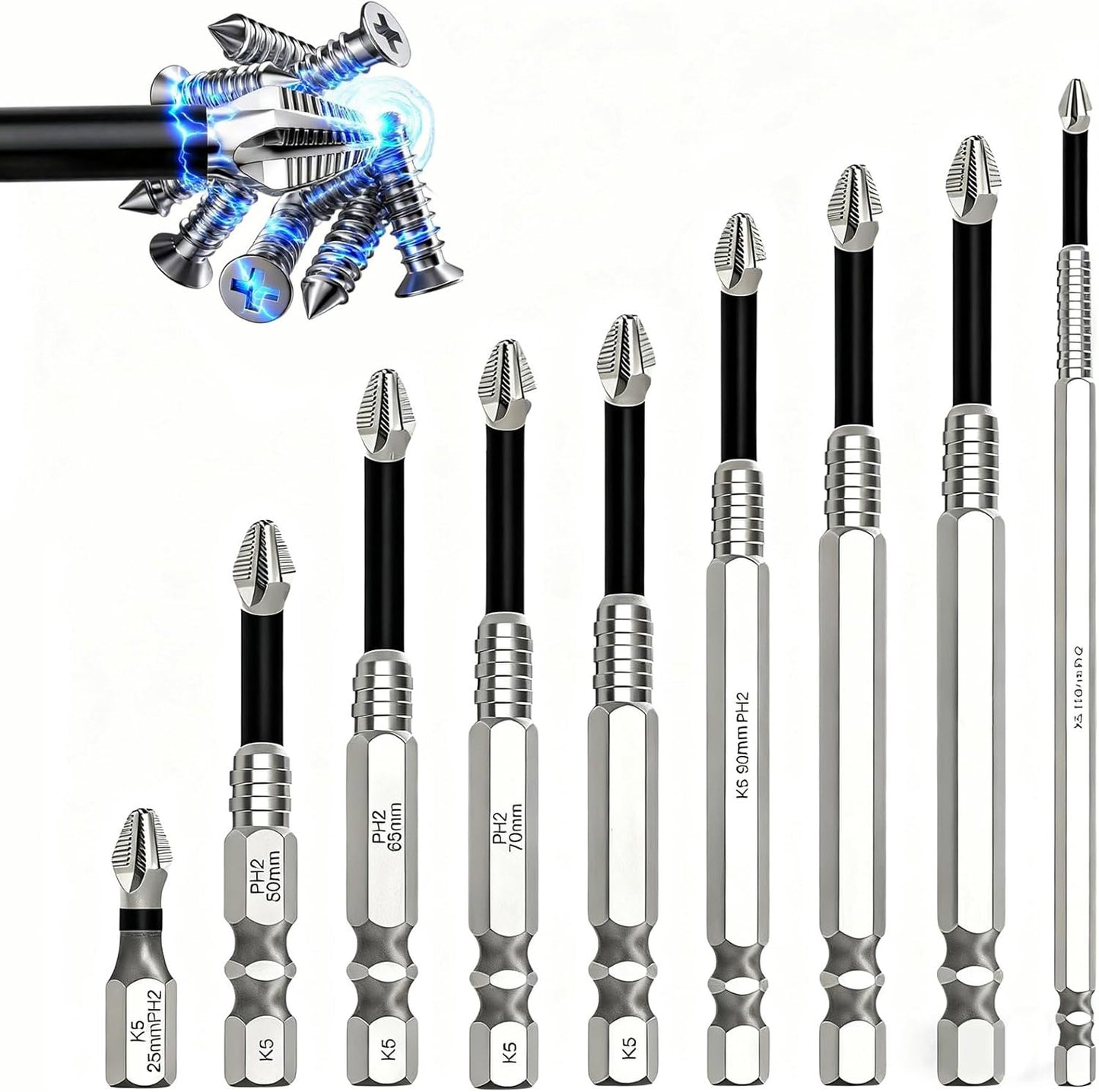 High Magnetic Screwdriver Drill Bit Set, Anti-Slip Magnetic Electric Screwdriver