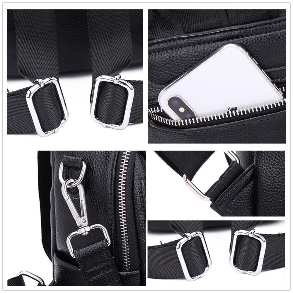 Genuine Leather Backpacks Waterproof School Bags Softback Polyester 22*11*25 CM