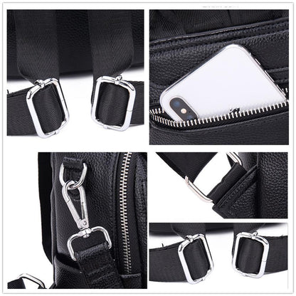 Genuine Leather Backpacks Waterproof School Bags Softback Polyester 22*11*25 CM