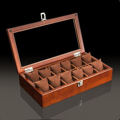Men Watch Box Organizer Top Wooden Display Fashion Storage Holder Case 3~12Slots
