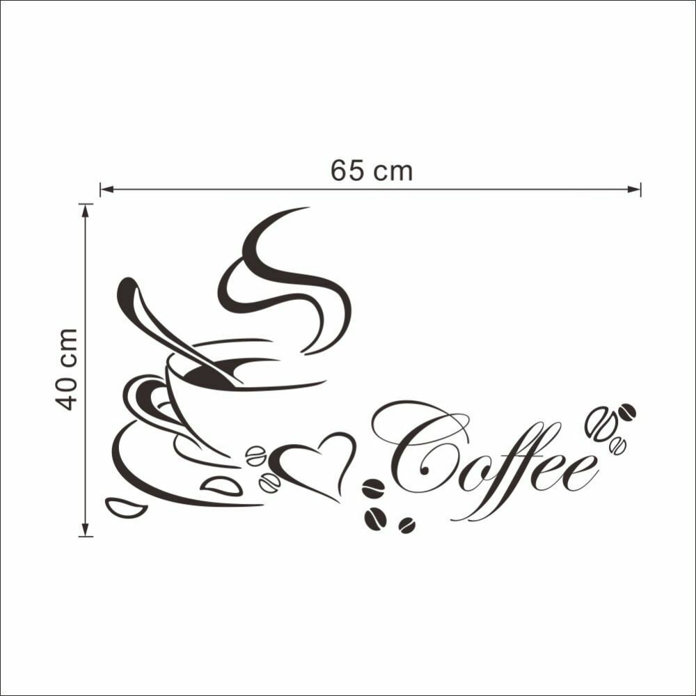 Wall Stickers Coffee Cup Vinyl Quote Restaurant Kitchen Removable Home Decor Art