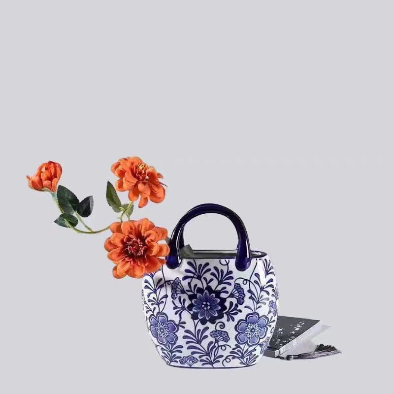 Jingdezhen Exquisite Blue and White Porcelain Bag Vase Decorative Vase