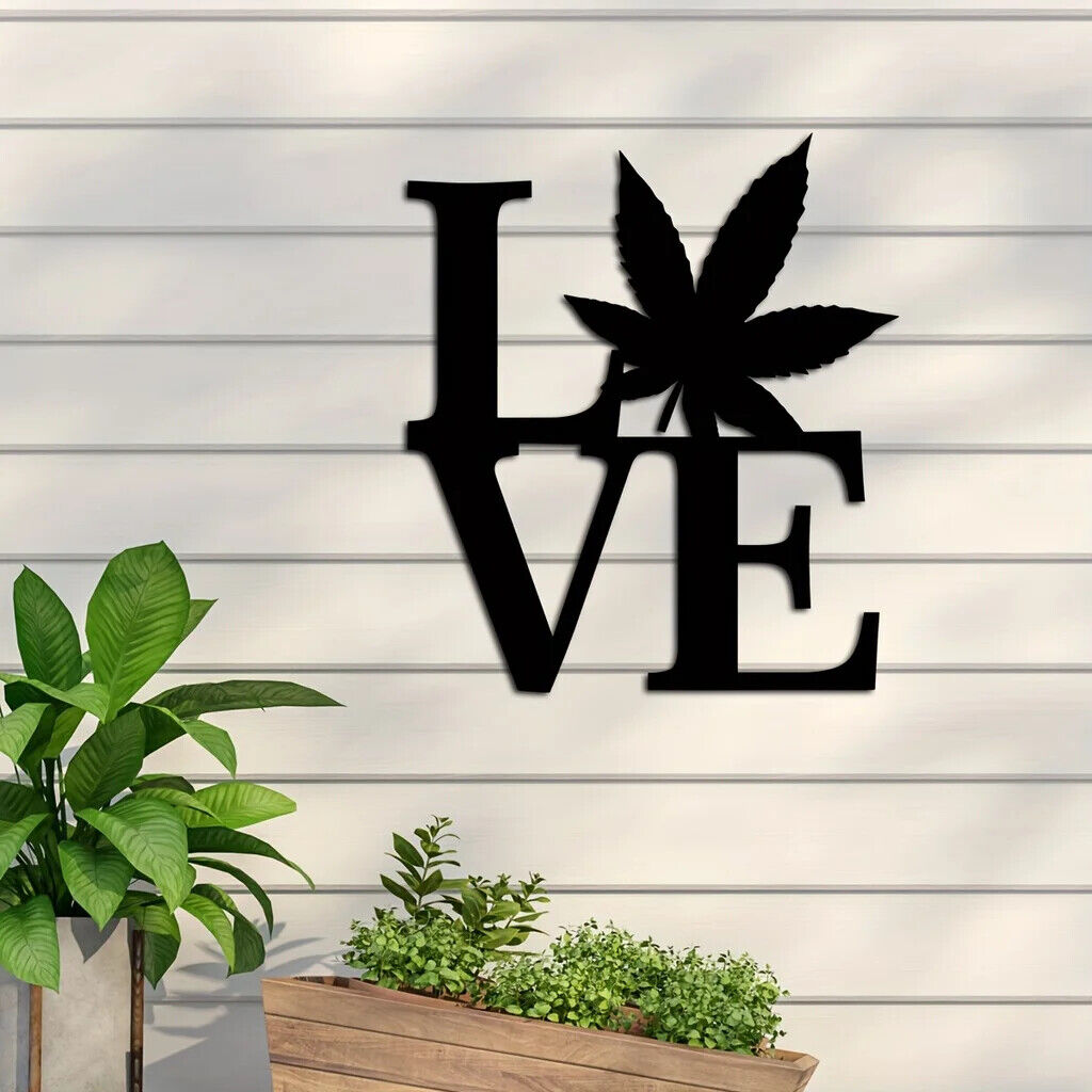 1pc Metal Marijuana Pot Leaf Art Wall Decor, Love Weed Metal Wall Decor, Metal