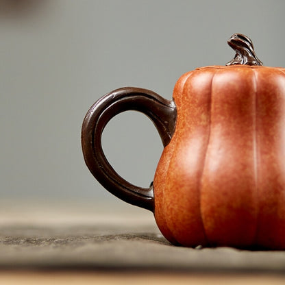 460ml Handmade Tea Pot Real Yixing Zisha Duan Clay Pot Traditional Craft Pumpkin