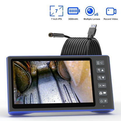 7" IPS HD Borescope Endoscope Camera 1080P 8mm Detachable 5M Cable Inspection