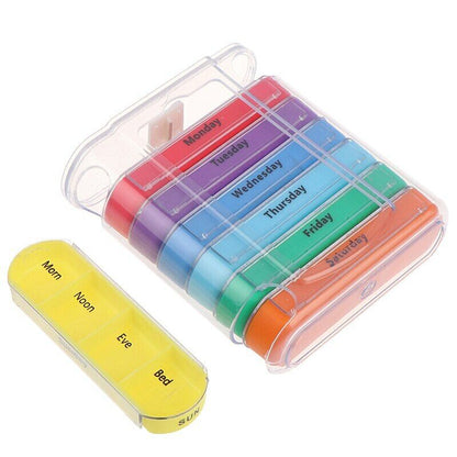 Plastic Medicine Storage Dispenser Drug Cases 7 Days 28 Grids Trip Pill Holder