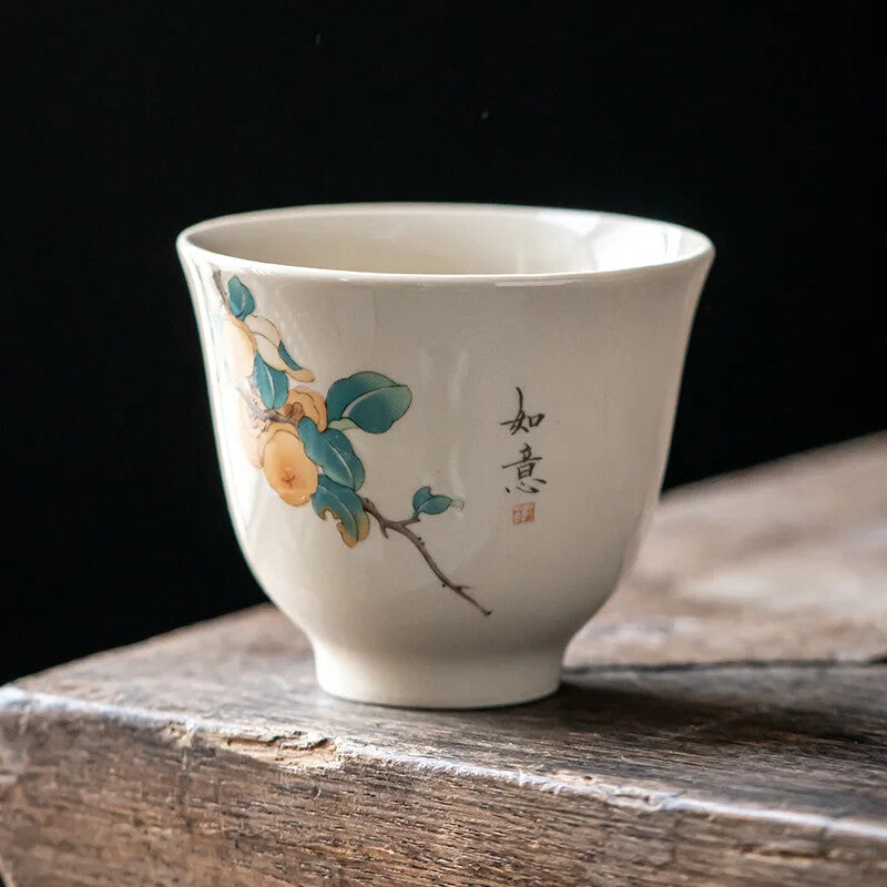 1PC Handmade Tea Cup Hand Painted Ceramic Tea Bowl Chinese Porcelain Tea Set