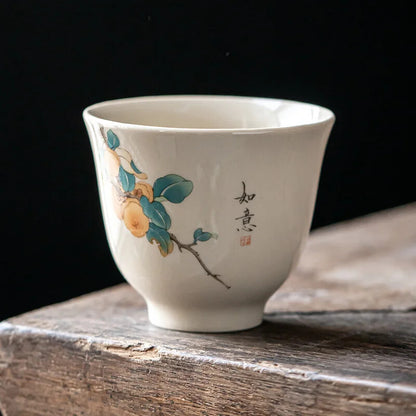 1PC Handmade Tea Cup Hand Painted Ceramic Tea Bowl Chinese Porcelain Tea Set