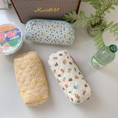 Small Makeup Bag Zipper Cosmetic Pouch Brush Storage Cases 19*8*6 CM Cotton 1 PC