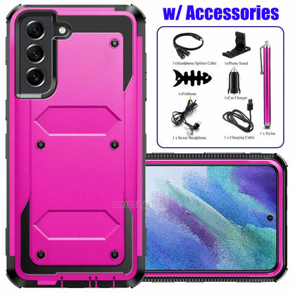 For Samsung Galaxy S21 FE 5G Shockproof Case Rugged Phone Cover w/ Accessories