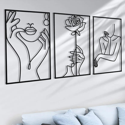 Modern Metal Line Art Wall Decor Simple Silhouette Female Body Line Home Hanging