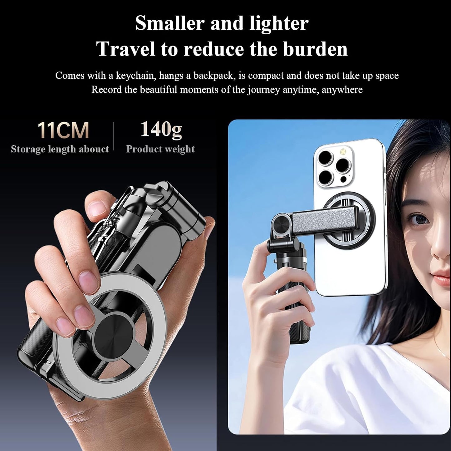 4 in 1 Multifunctional Magnetic Selfie Stick,Magsafes Tripod Stand for Iphone,36