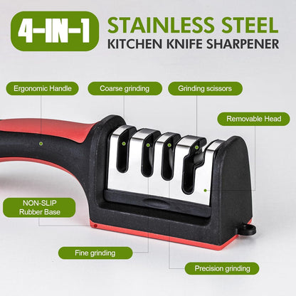 Knife Sharpener Professional Ceramic Tungsten Kitchen Sharpening System 4 Stage