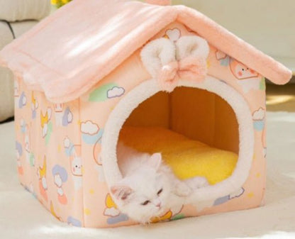Sleep Kennel Pet Nest Warm Removable Cave Bed